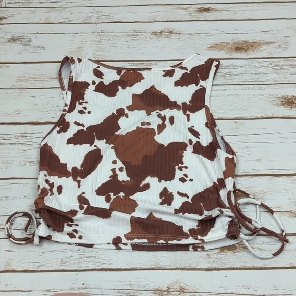 Altar'd State Cow Print Ribbed Knit Tank Top M - Picture 5 of 5
